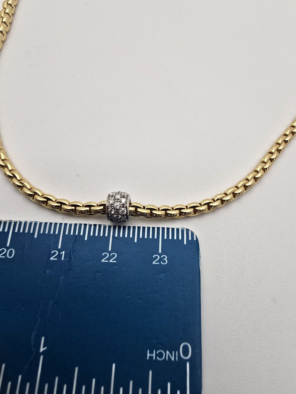 Rare $11999 FOPE Eka Diamond 18k Yellow Gold Small Link Necklace, 17" - Picture 5 of 10